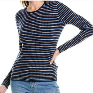 J.McLaughlin Annette ribbed striped pullover sweater‎ Women XL Blue Long Sleeve